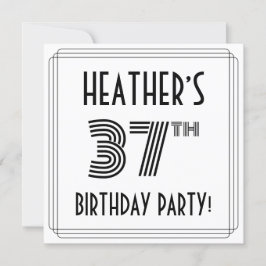 Convite Art Deco Inspirou 37º Festa de aniversário, Nome P