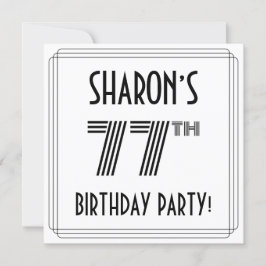 Convite Art Deco Inspirou 77º Festa de aniversário, Nome P