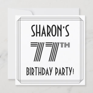 Convite Art Deco Inspirou 77º Festa de aniversário, Nome P