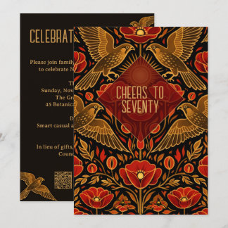 Convite Art Deco Kestrels & Papoulas | Personalizado 70º A