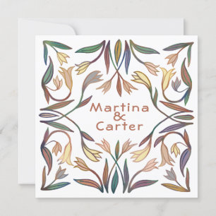 Convite Art Deco Lily Boho Floral Feita à Mão