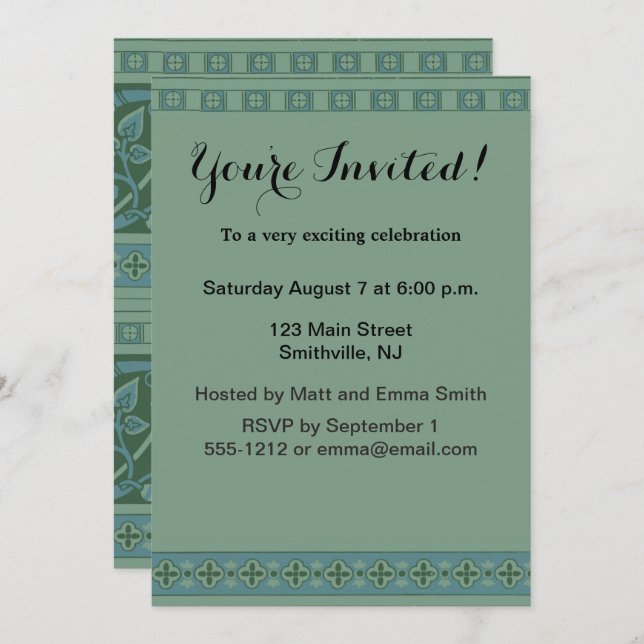 Convite Art Deco Nouveau Cão Natureza Padrão Animal (Frente/Verso)