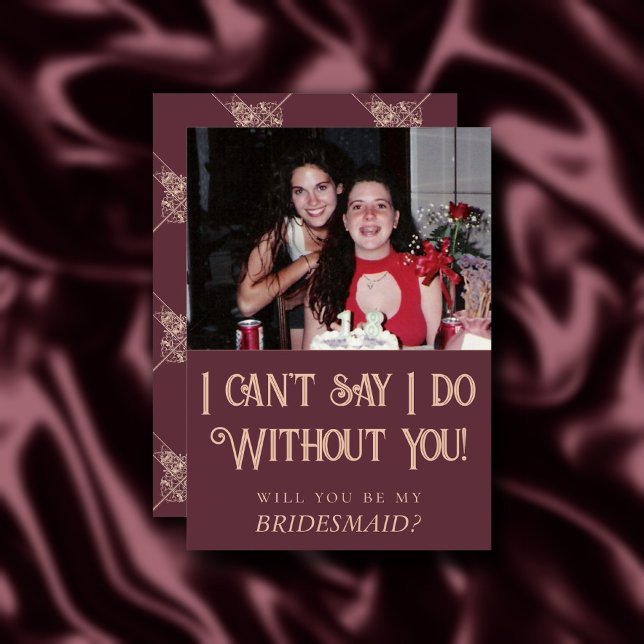 Convite Art Deco Nouveau | Madrinha de casamento Borgonha (Criador carregado)