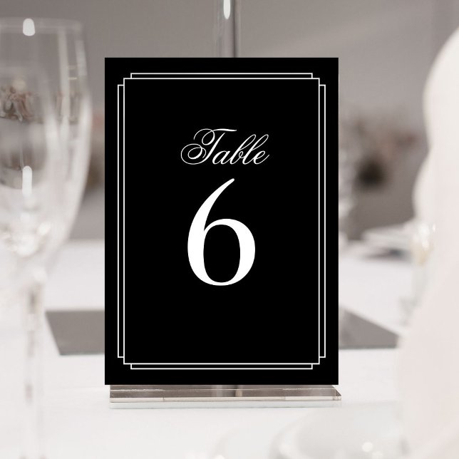 Convite Art Deco Números Pretos e Brancos (Art Deco Black And White Table Number)