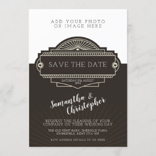 Convite Art deco personalizado da foto que Wedding o