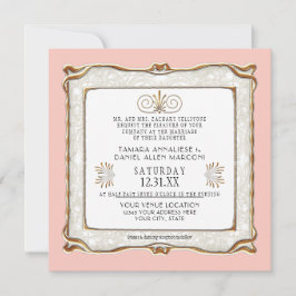 Convite Art Deco Pink Dourado Nouveau Gatsby Casamento Ele