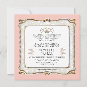 Convite Art Deco Pink Dourado Nouveau Gatsby Casamento Ele