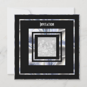Convite Art Deco Prata Preto Adicione Sua Foto