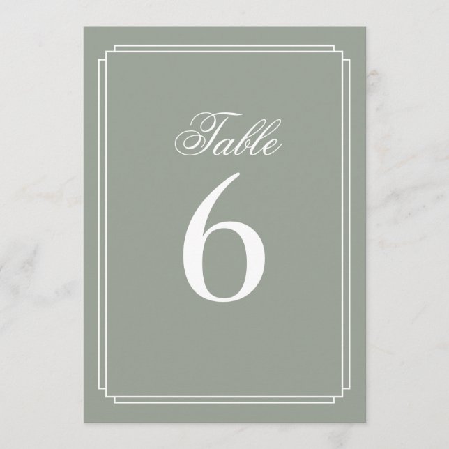 Convite Art Deco Sage Número da Mesa Verde (Frente)