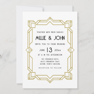 Convite Art Deco, Velho Hollywood, anos 20