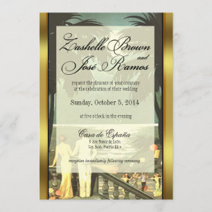 Convite Art Deco Vintage Beach Faux Vellum Casamento