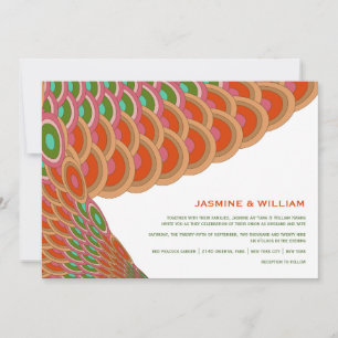 Convite Art Deco Vintage Scallop Fan Boho Casamento Asiáti