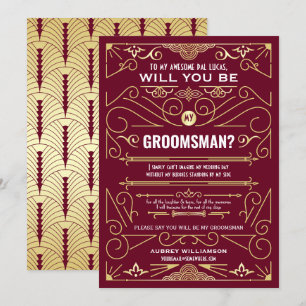 Convite Art Deco Você Será Meu Padrinho de casamento Dou