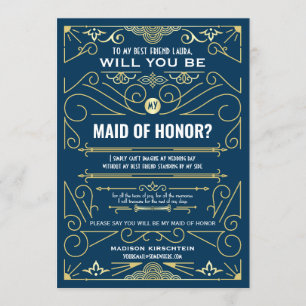 Convite Art Deco Você Será Minha Madrinha de casamento A