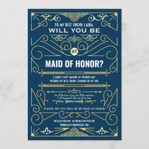 Convite Art Deco Você Será Minha Madrinha de casamento Dou