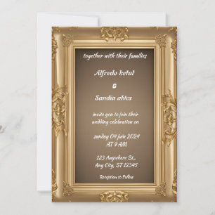 Convite Art Deco Wedding Diamond Biege Gold Foil
