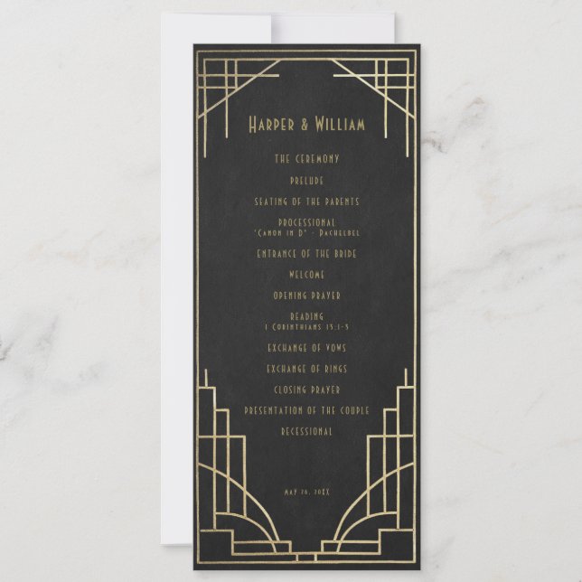 Convite Art Deco wedding program (Frente)