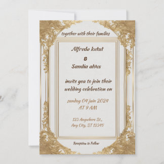 Convite Art Deco Weding Diamond White e Gold Foil