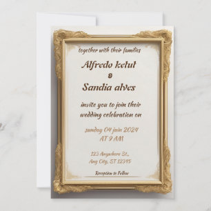 Convite Art Deco Weding Diamond White e Gold Foil