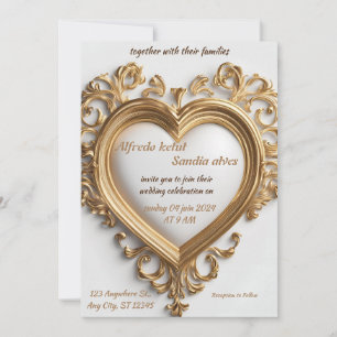 Convite Art Deco Weding Diamond White e Gold Foil Inv