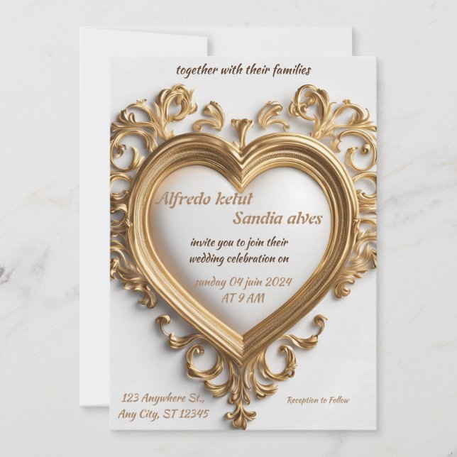 Convite Art Deco Weding Diamond White e Gold Foil Inv (Frente)