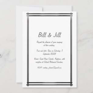 Convite Art Deco White com Casamento de Borda Negra