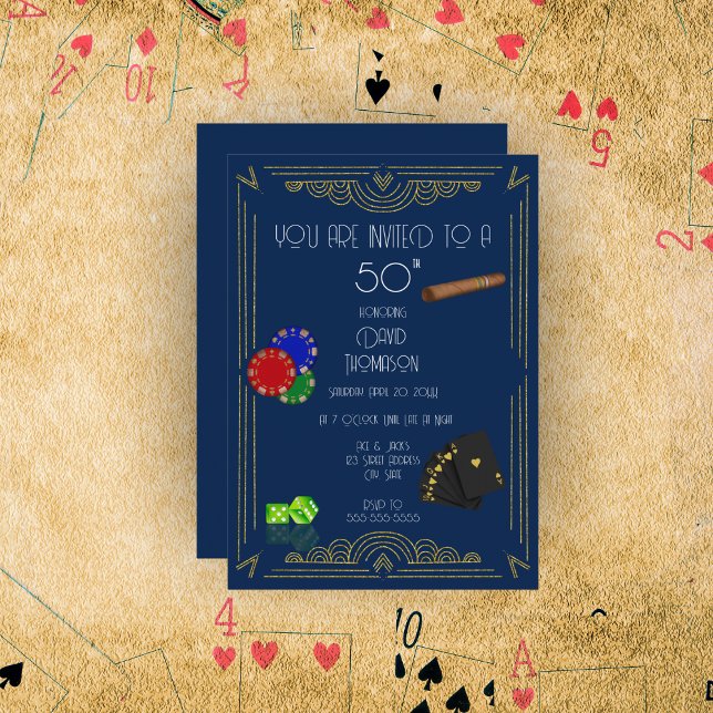 Convite Art Decor Poker & Cigarro Party (Criador carregado)