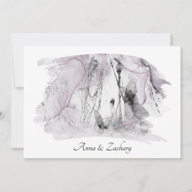 Convite *~* Art Japonesa RSVP QR AR27 Casamento (Frente)