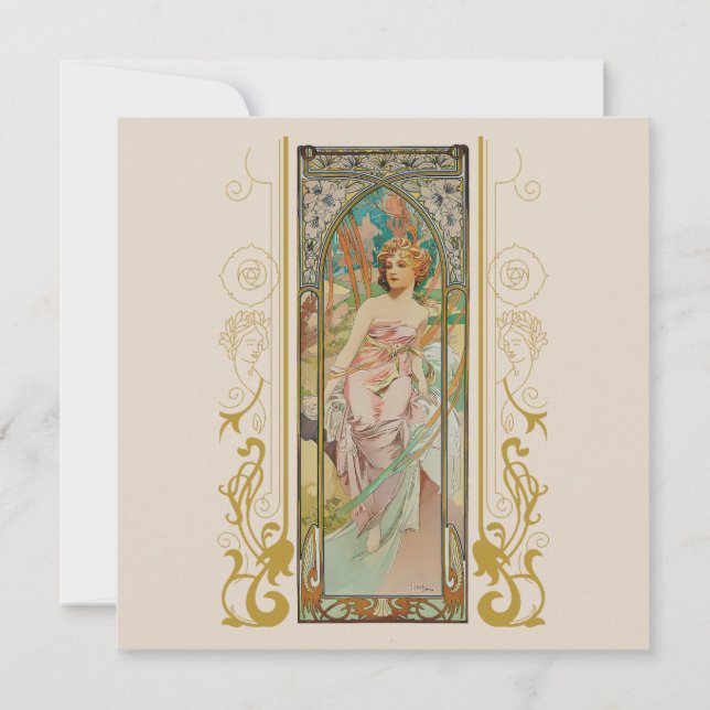 Convite Art Nouveau Alphonse Mucha para qualquer ocasião (Frente)