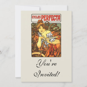 Convite Art Nouveau Bicicleta Mucha Art
