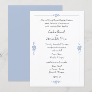 Convite Art Nouveau Blue Framed Casamento