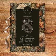 Art Nouveau Brown William Morris Casamento Floral