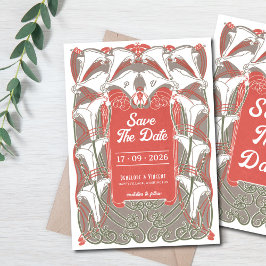 Convite Art Nouveau Calla Lily Elegance Salvar a Data