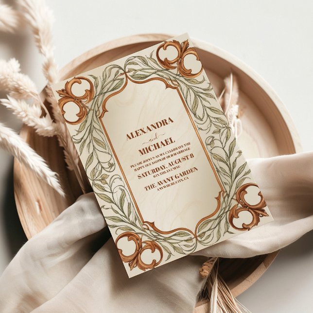 Convite Art Nouveau Casamento Botânico Elegante (Criador carregado)