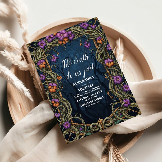 Convite Art Nouveau Casamento de Halloween Gótico (Criador carregado)