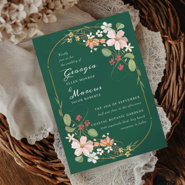Convite Art Nouveau Casamento Floral Ilustrado (Criador carregado)