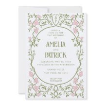 Art Nouveau Casamento Floral Verde e Rosa