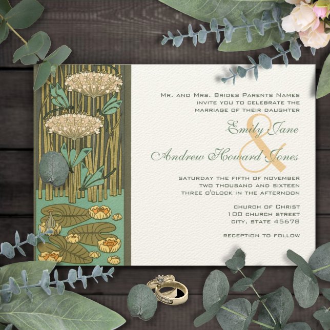 Convite Art Nouveau Dragonfly fonte escura RGB HexCode 4C5 (Criador carregado)