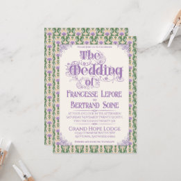 Convite Art Nouveau Elegant Thistle Butter Yellow