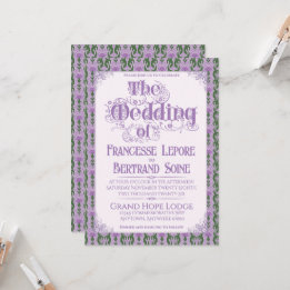 Convite Art Nouveau Elegant Thistle Lilac