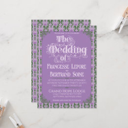 Convite Art Nouveau Elegant Thistle Royal Lavender