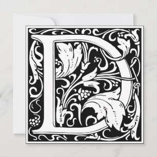 Convite Art Nouveau Floral Alphabet Monograma - Letra D