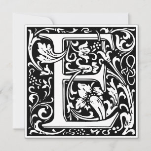 Convite Art Nouveau Floral Alphabet Monograma - Letra E