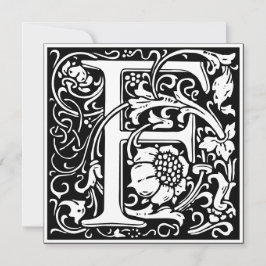Convite Art Nouveau Floral Alphabet Monograma - Letra F