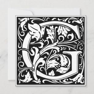 Convite Art Nouveau Floral Alphabet Monograma - Letra G