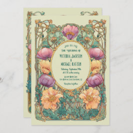 Convite Art Nouveau Floral Wedding Invitation