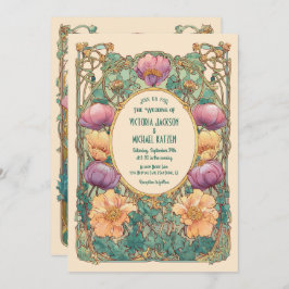 Convite Art Nouveau Floral Wedding Invitation