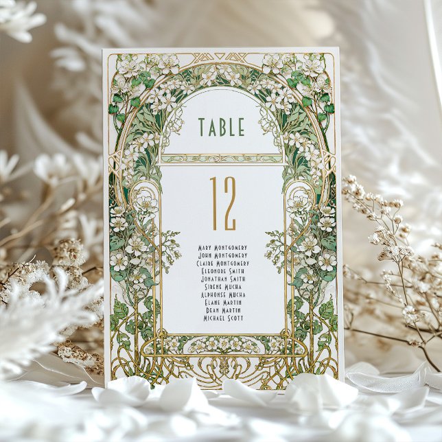 Convite Art Nouveau Floral Wedding Table Number (Criador carregado)