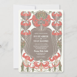 Convite Art Nouveau Fuchsia Elegance Wedding