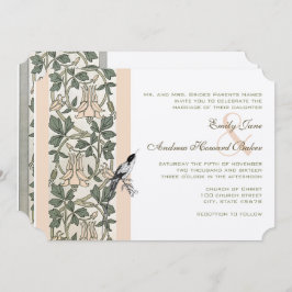Convite Art Nouveau HoneySuckle Hummingbird Wedding
